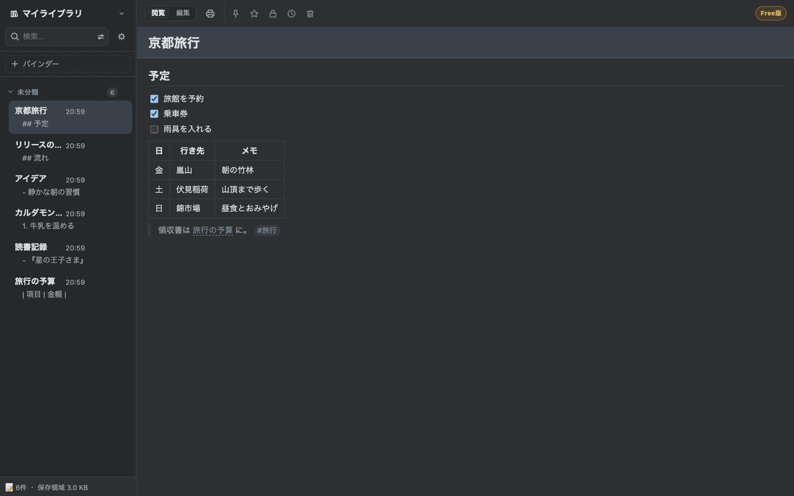 ダークテーマ Blue Hour で表示したメモ