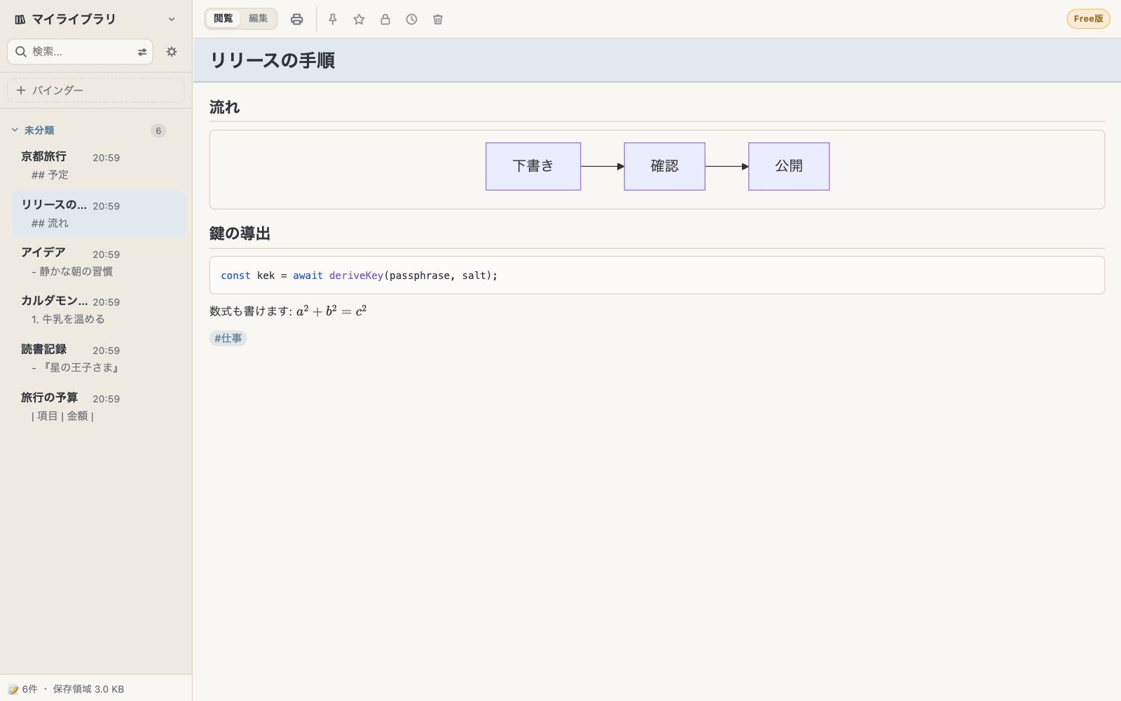 図・コード・数式を表示しているメモ